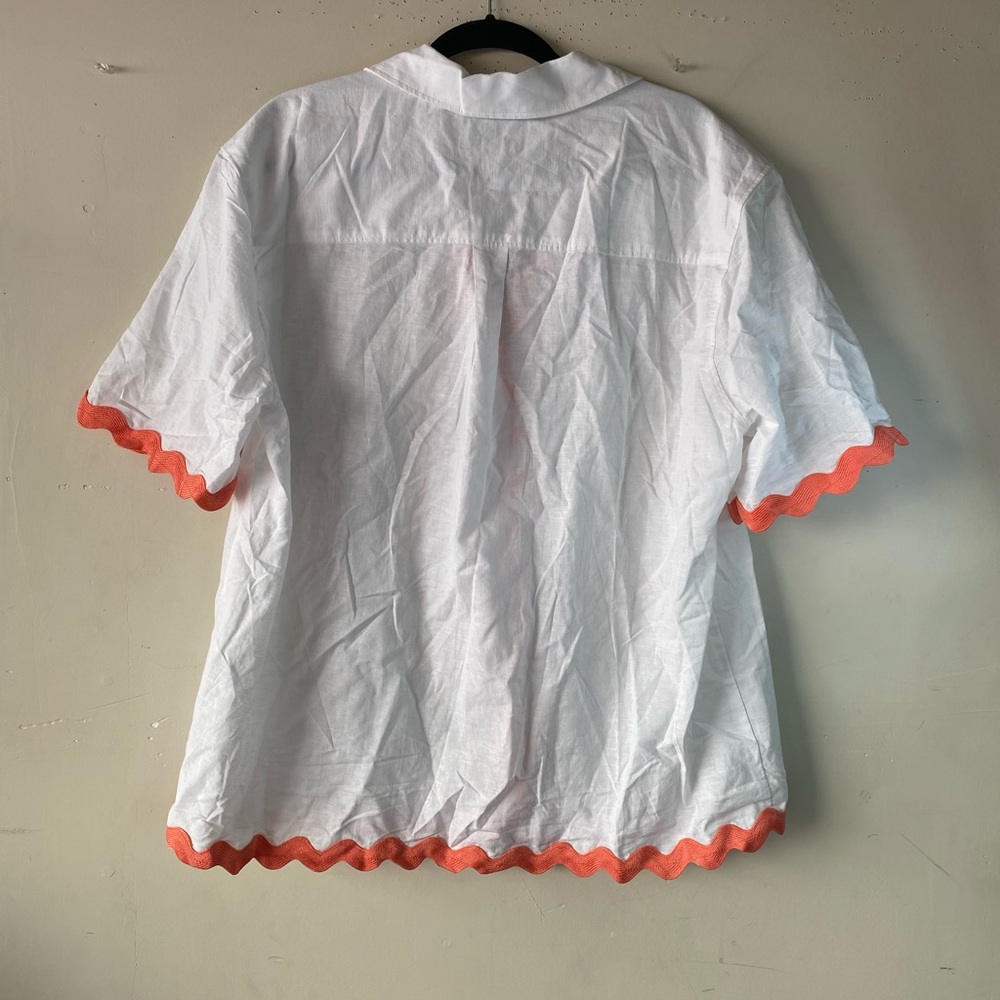 Runaway The Label Harry Set XL White Melon Linen Scalloped Top Shorts Co-ord - Picture 8 of 16